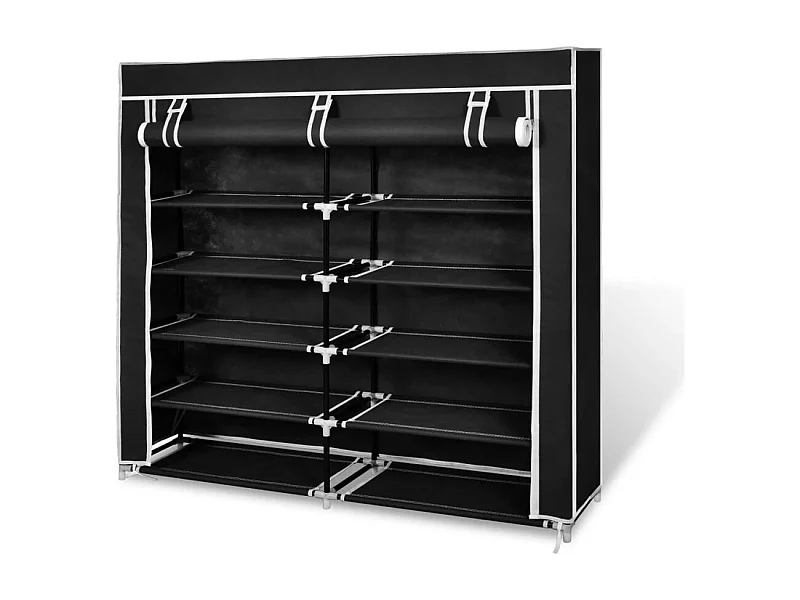 Scarpiera con coperchio 115 x 28 x 110cm Tessuto nero