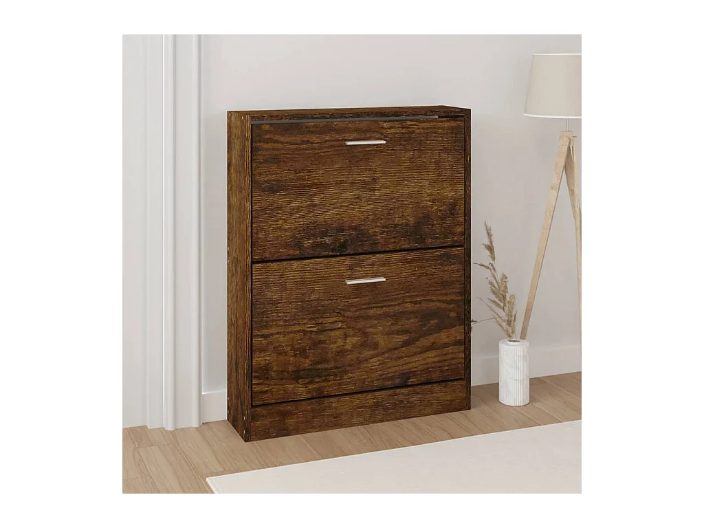 Gerookte eikenhouten schoenenkast 59x17x81 cm bewerkt hout
