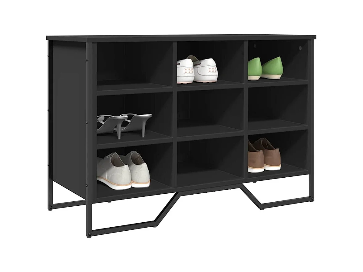 Armoire à chaussures noir 90x38x61,5 cm bois d'ingénierie