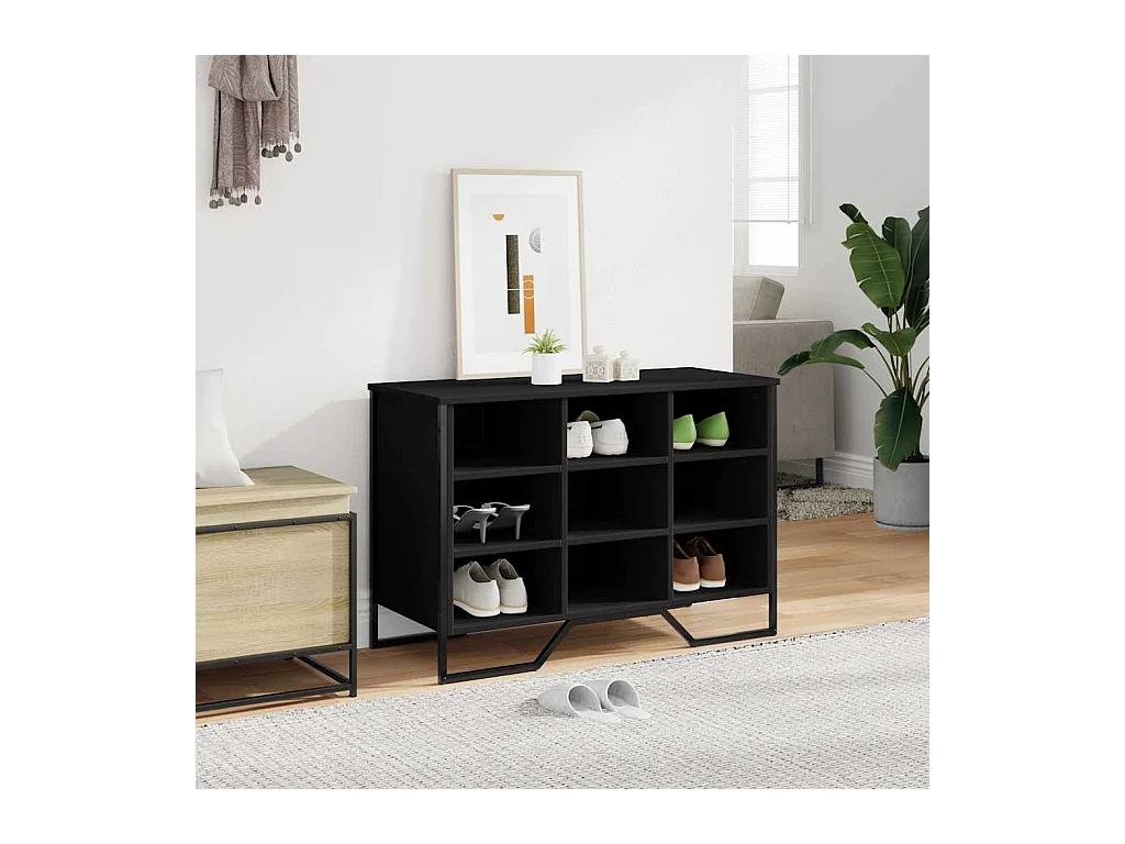 Armoire à chaussures noir 90x38x61,5 cm bois d'ingénierie