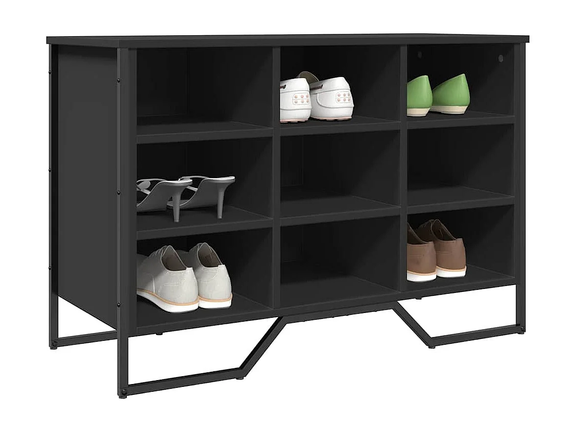 Scarpiera nera 90x38x61,5 cm in legno ingegnerizzato