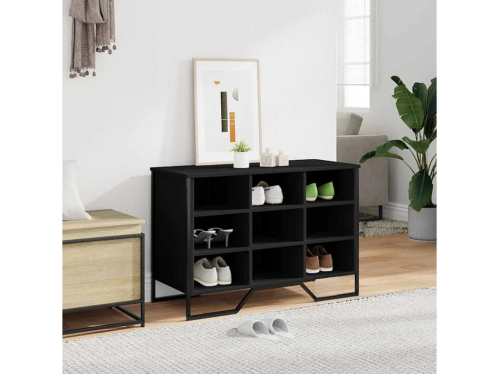 Scarpiera nera 90x38x61,5 cm in legno ingegnerizzato