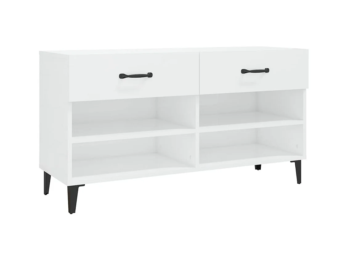 Armoire à chaussure Blanc brillant 102x35x55 cm Bois ingénierie