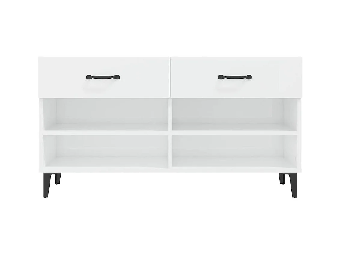 Armoire à chaussure Blanc brillant 102x35x55 cm Bois ingénierie