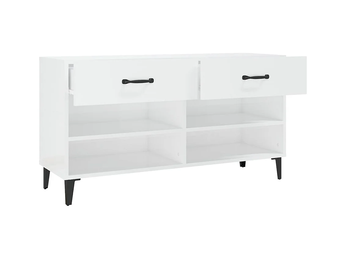 Armoire à chaussure Blanc brillant 102x35x55 cm Bois ingénierie