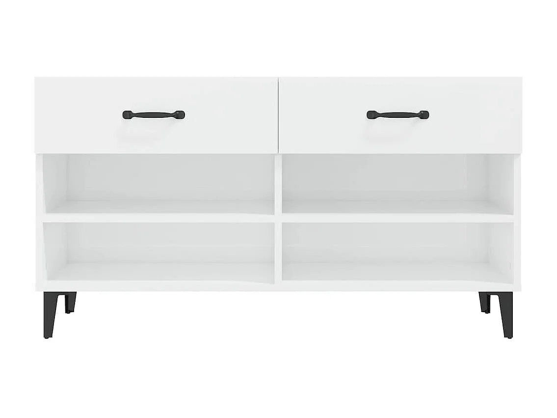 Armoire à chaussure Blanc brillant 102x35x55 cm Bois ingénierie