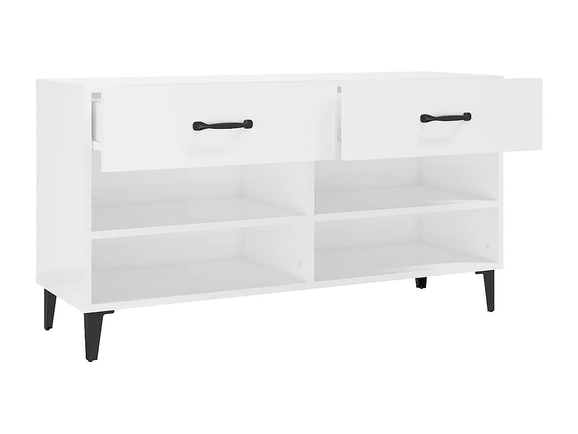 Armoire à chaussure Blanc brillant 102x35x55 cm Bois ingénierie