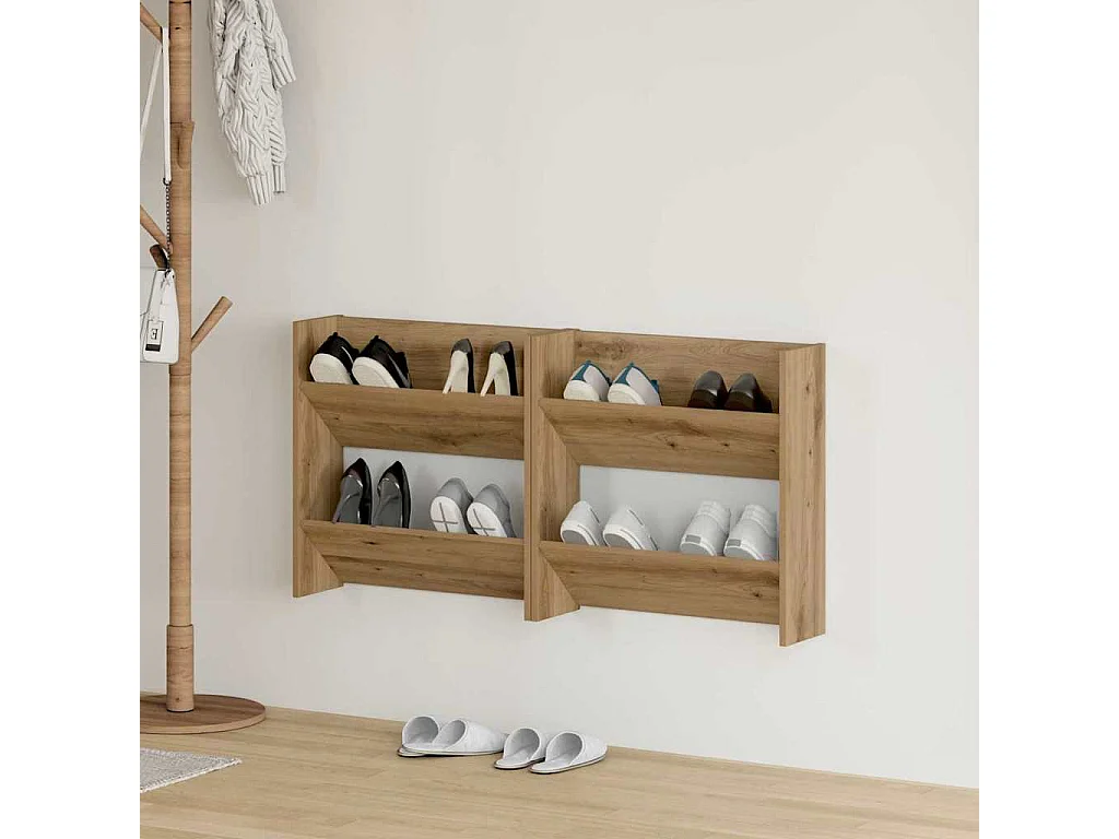 Cabinets à chaussures muraux avec étagère Autre 2 pcs chêne artisanal