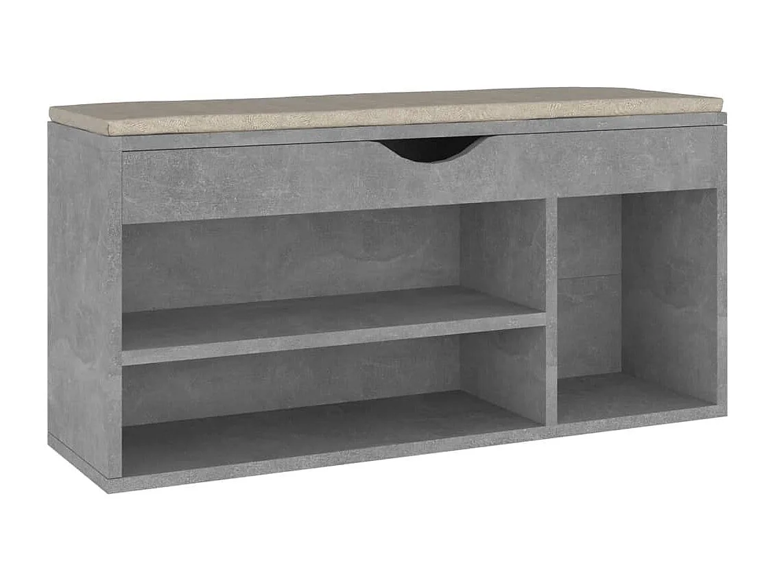 Banco para zapatos con cojín de madera de ingeniería gris hormigón