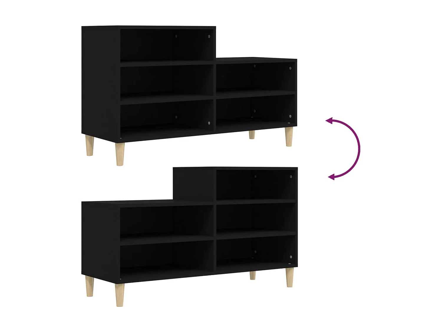 Armoire à chaussures Noir 102x36x60 cm Bois d'ingénierie