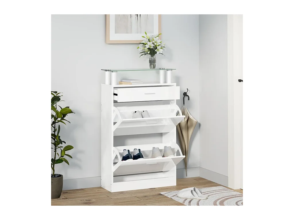 Schoenenkast Glanzend wit 63x24x104 cm Technisch hout
