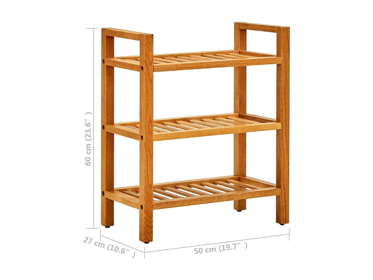 Étagère à chaussures à 3 niveaux 50x27x60 cm Chêne massif