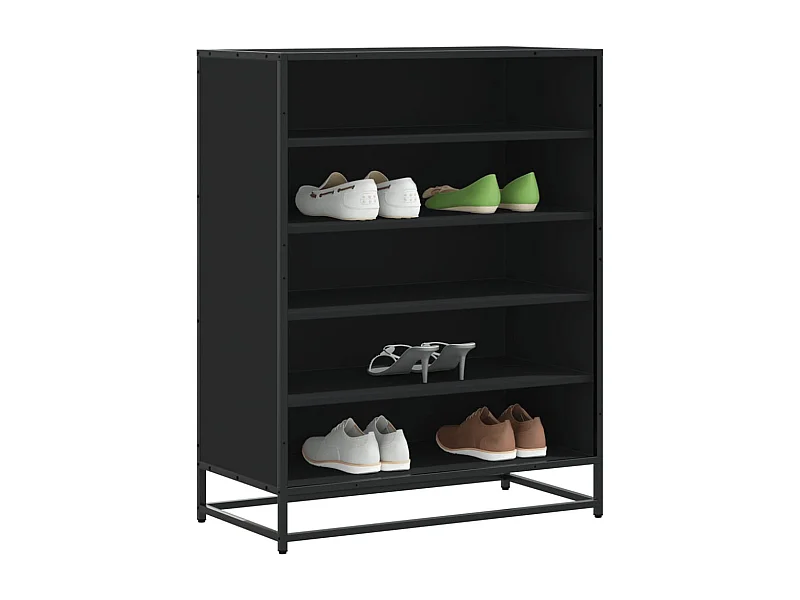 Zwarte schoenenkast 75x38x97,5 cm bewerkt hout metaal