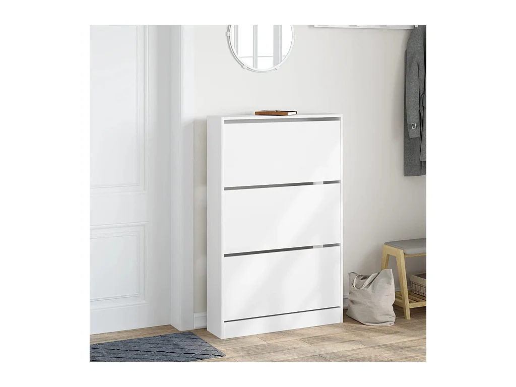 Armoire à chaussures blanc 80x21x125,5 cm bois d'ingénierie