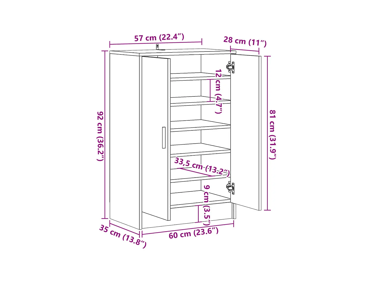 Armoire à chaussures chêne artisanal bois d'ingénierie