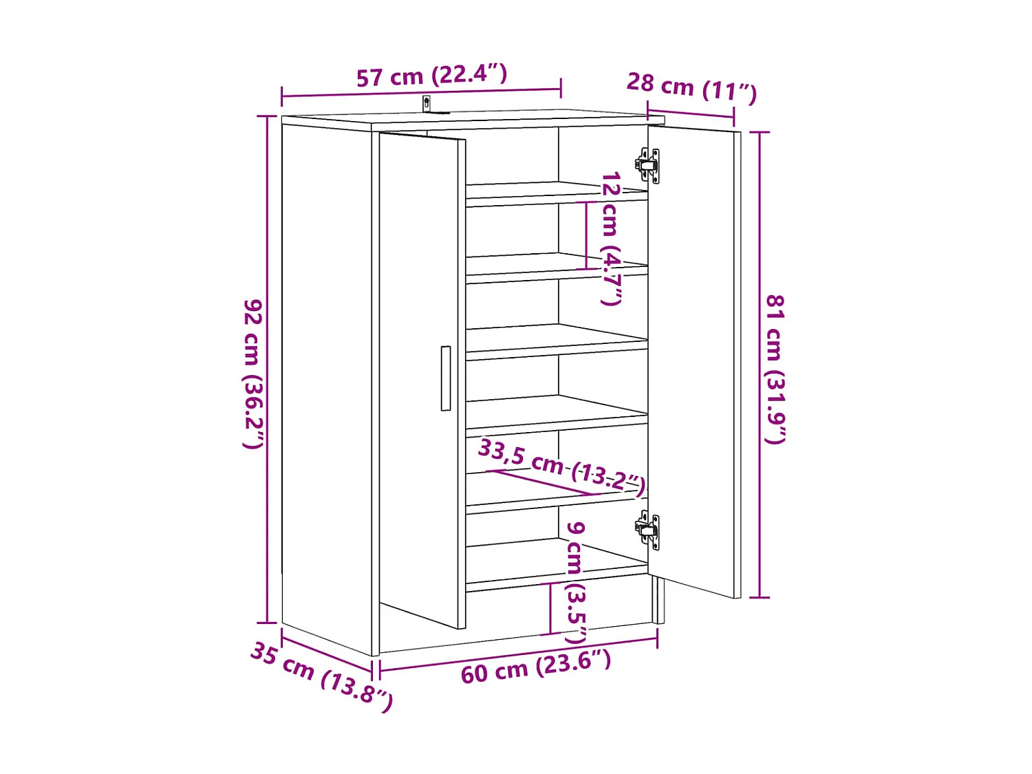 Armoire à chaussures chêne artisanal bois d'ingénierie