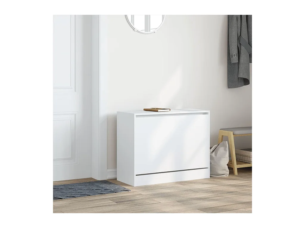 Armoire à chaussures blanc 80x34x63 cm bois d'ingénierie