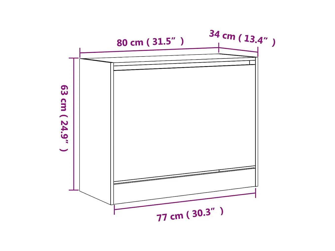 Armoire à chaussures blanc 80x34x63 cm bois d'ingénierie