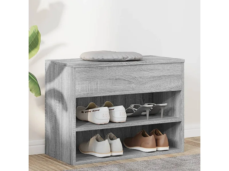 Banc à chaussures Sonoma gris 60x30x45 cm Bois d'ingénierie