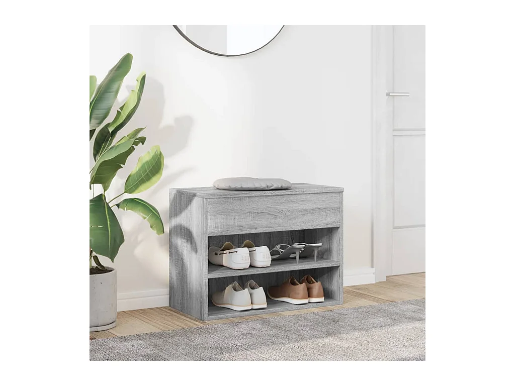 Sonoma Grijze Schoenenbank 60x30x45 cm Gemaakt van Bewerkt Hout