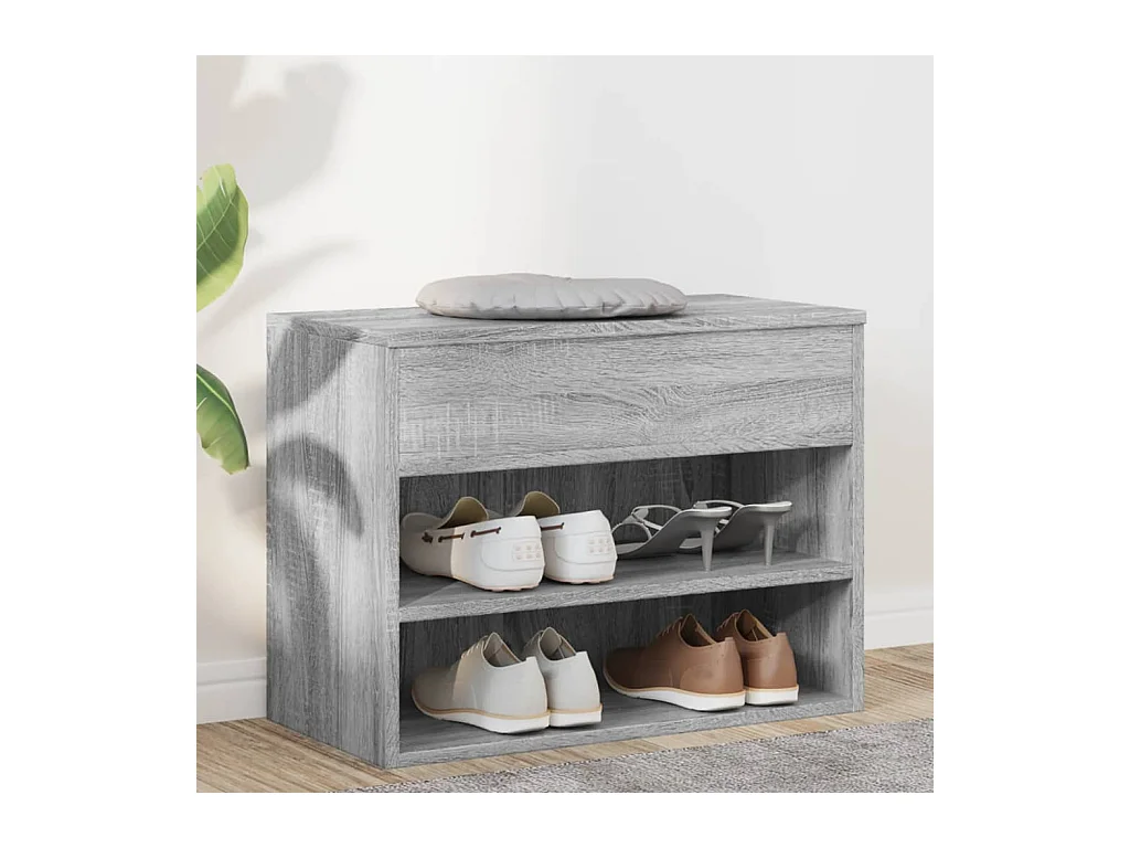 Sonoma Grijze Schoenenbank 60x30x45 cm Gemaakt van Bewerkt Hout
