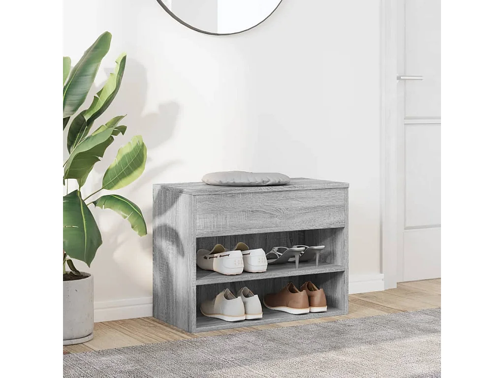 Banco zapatero Sonoma gris 60x30x45 cm Madera de ingeniería