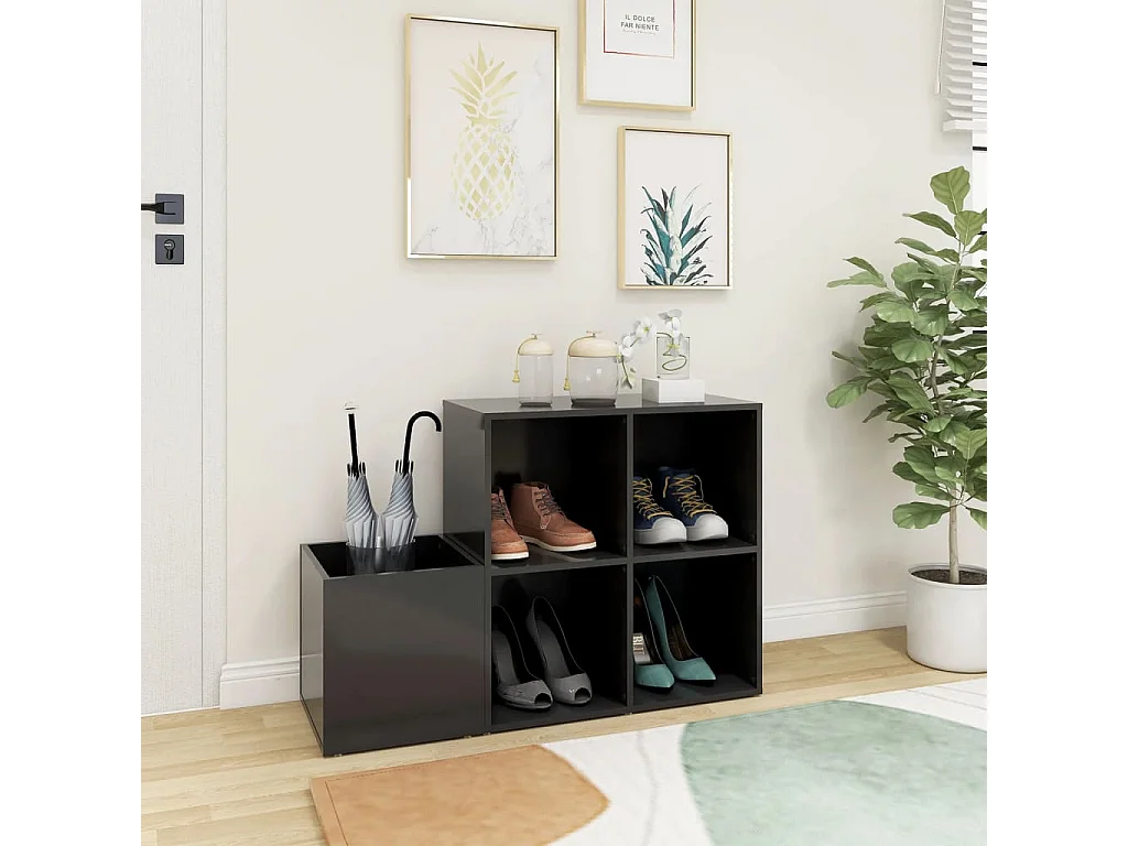 Scarpiera da ingresso grigia 105x35,5x70 cm in legno ingegnerizzato