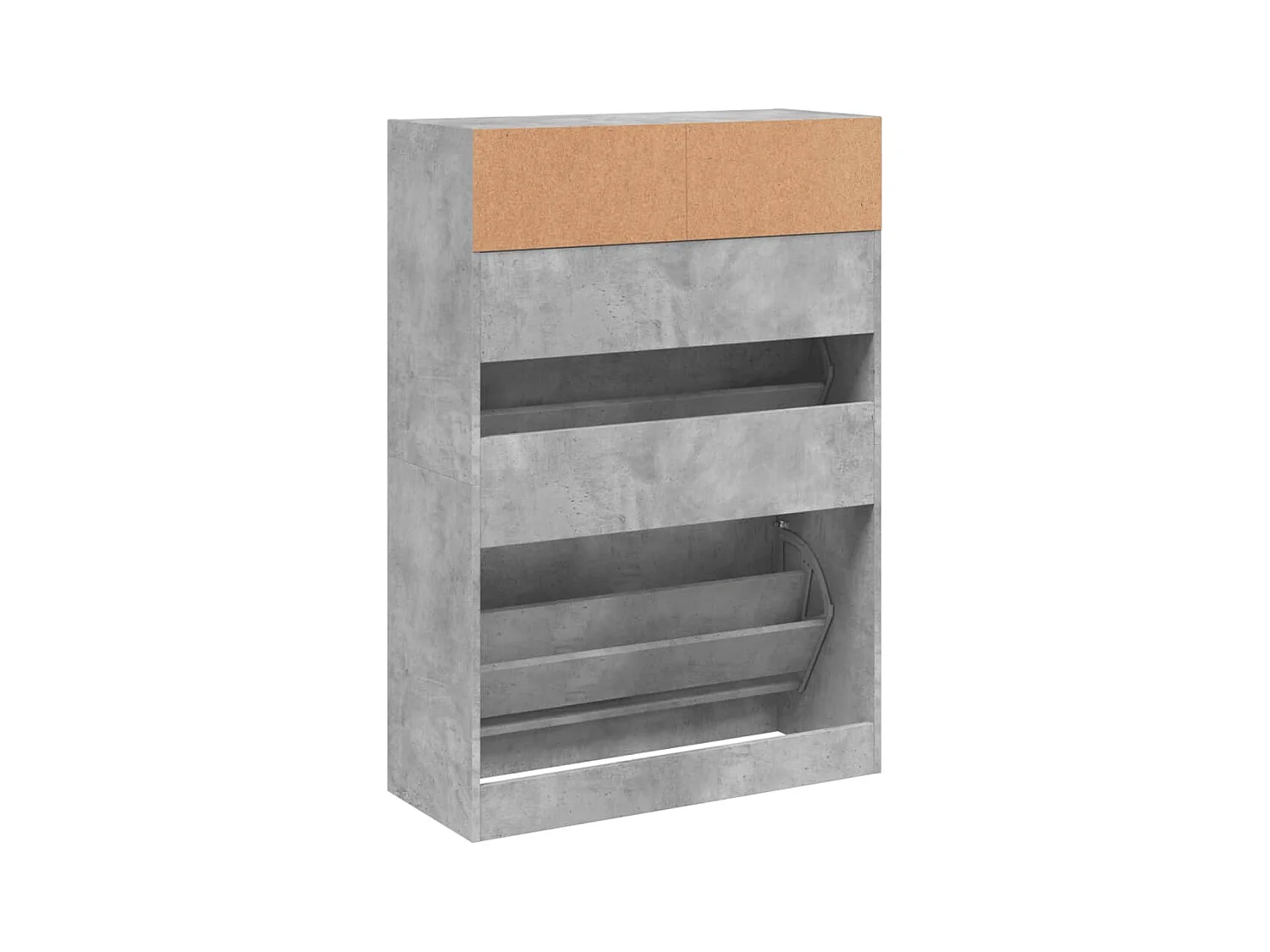 Betongrijze opvouwbare schoenenkast met 2 laden