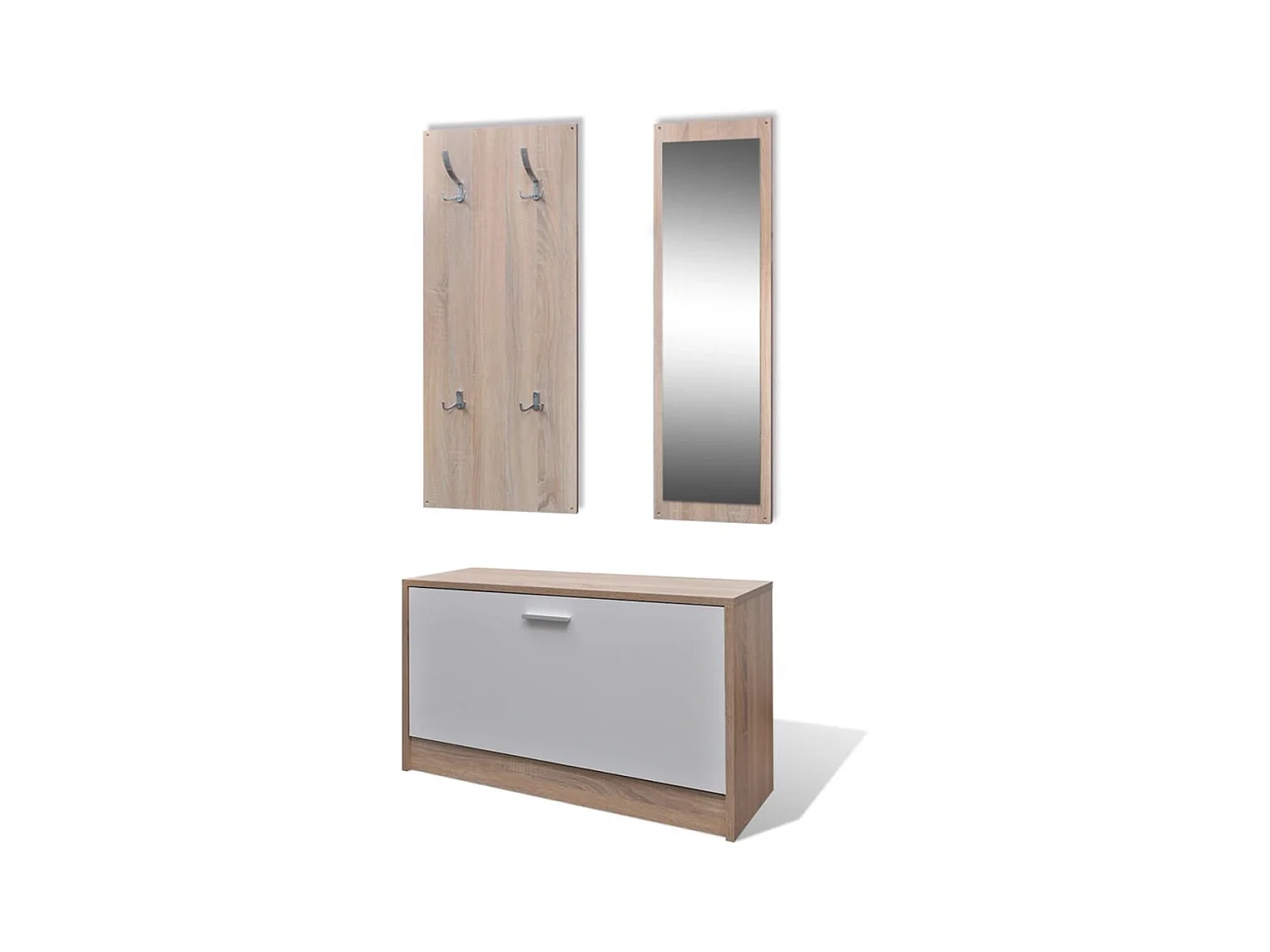 Armoire à chaussures 3-en-1 Bois Chêne et blanc