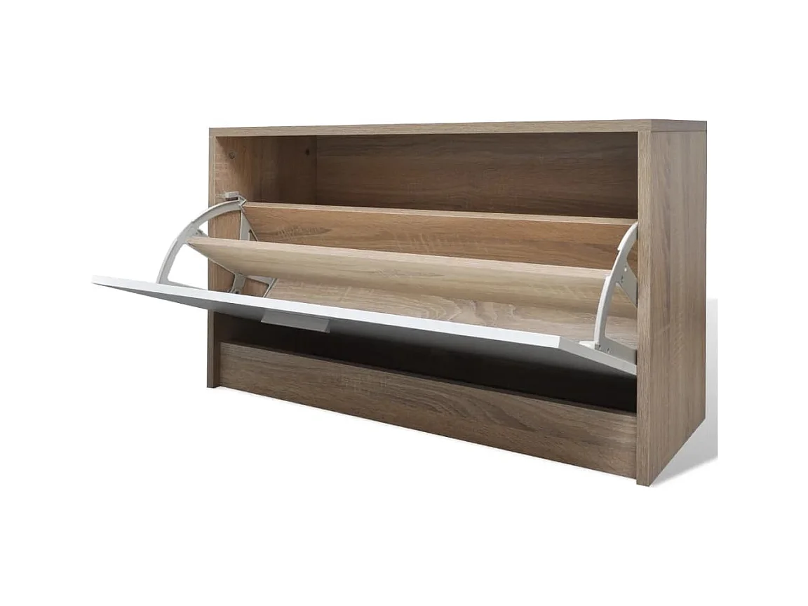 Armoire à chaussures 3-en-1 Bois Chêne et blanc