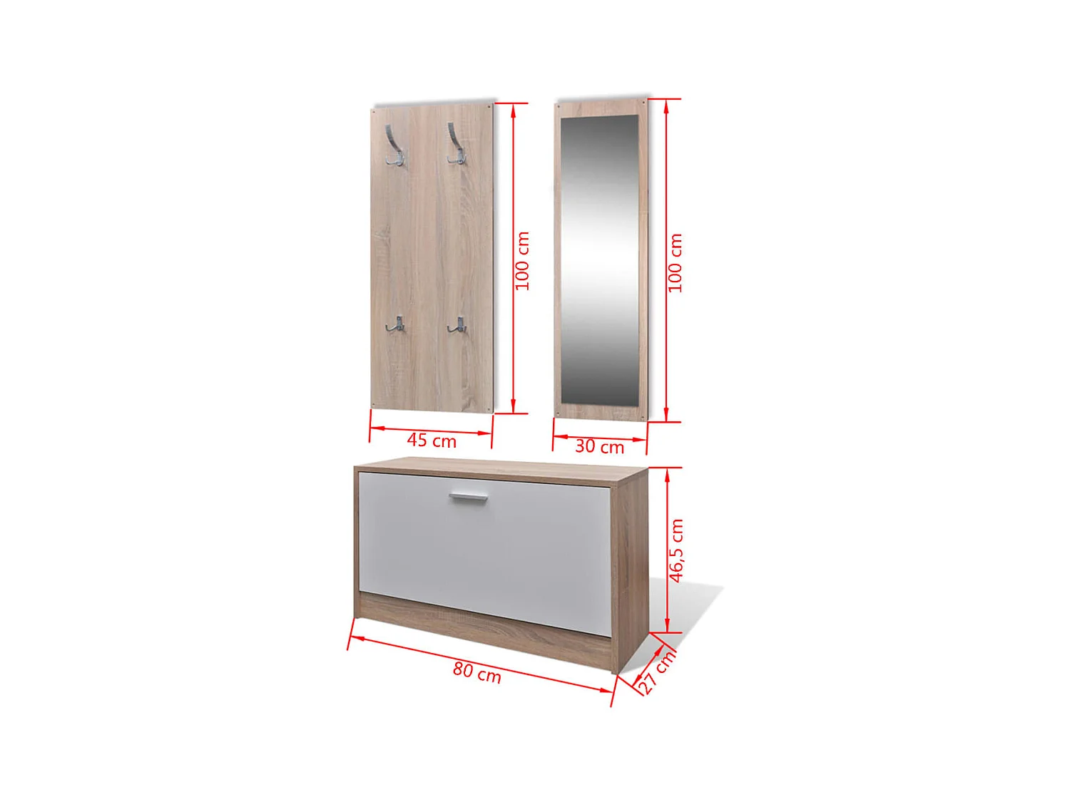 Armoire à chaussures 3-en-1 Bois Chêne et blanc