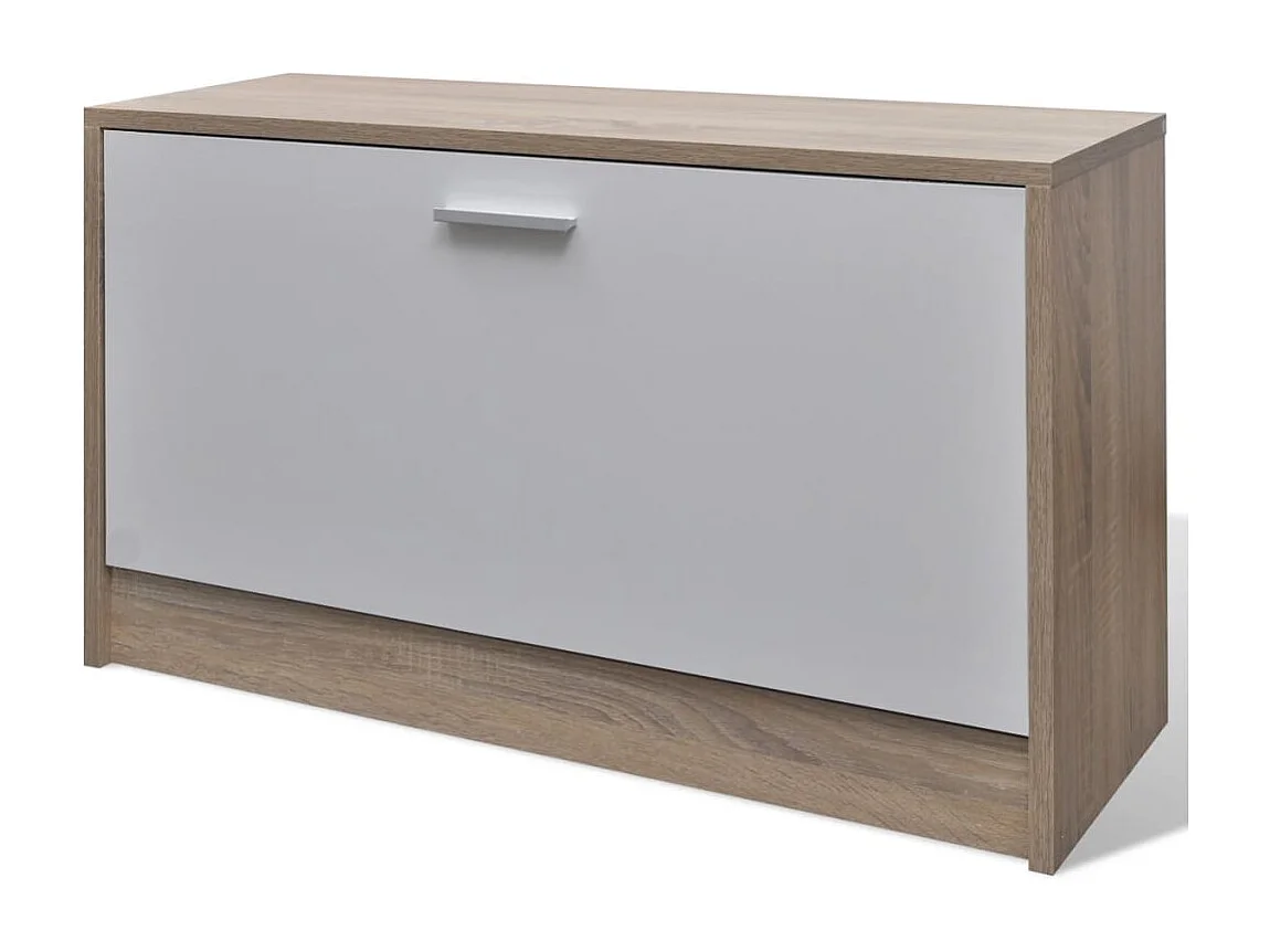 Zapatero 3 en 1 de madera de roble y blanco