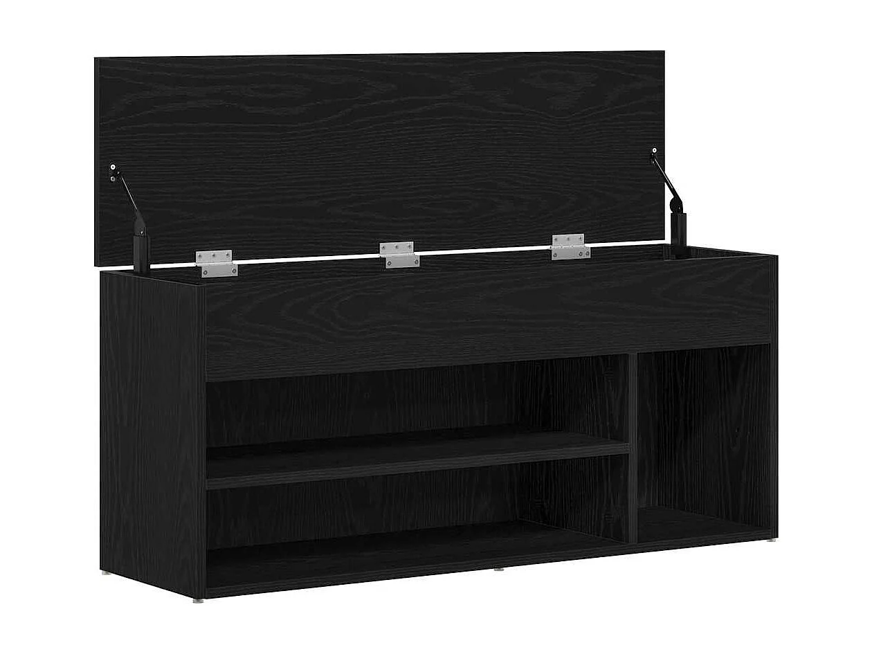 Banc à chaussures chêne noir 102x30,5x45 cm bois d'ingénierie