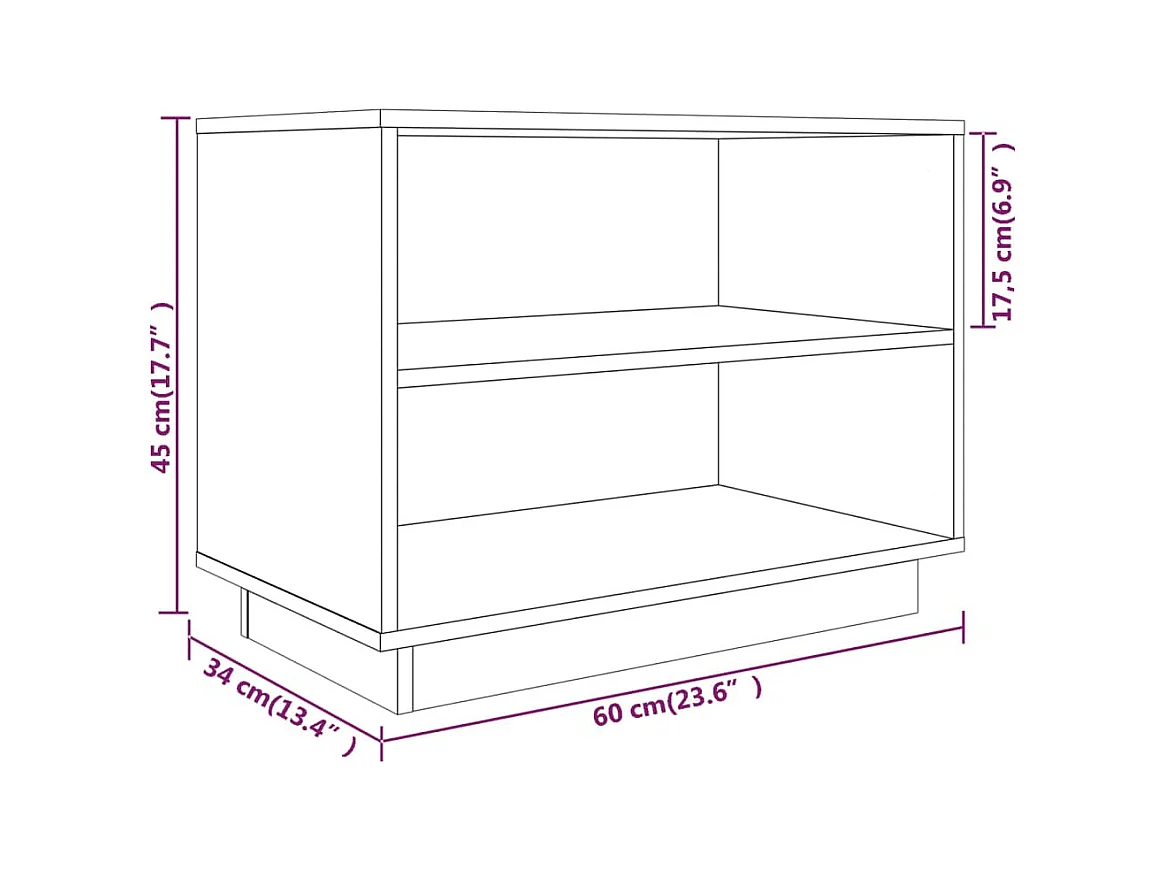 Scarpiera grigia 60x34x45 cm Legno massello di pino