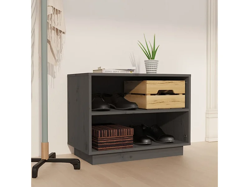 Armoire à chaussures Gris 60x34x45 cm Bois de pin massif