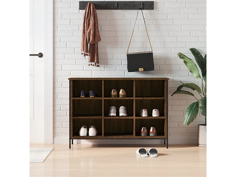 Schoenenkast bruin eiken 100x35x70cm bewerkt hout