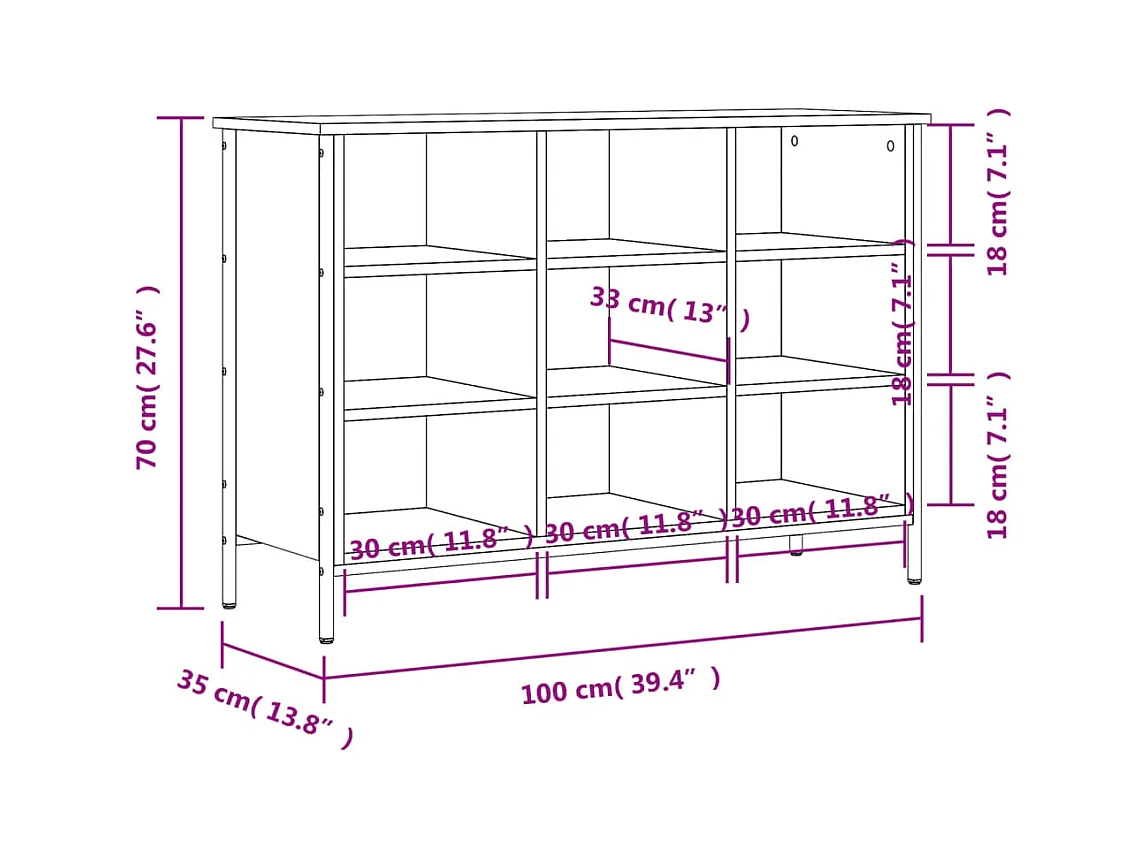 Armoire à chaussures chêne marron 100x35x70cm bois d'ingénierie