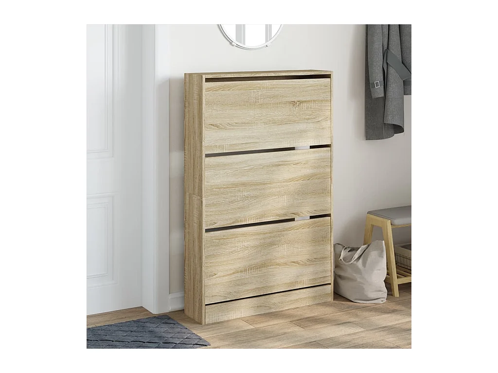 Armoire à chaussures chêne sonoma 80x21x125,5cm bois ingénierie