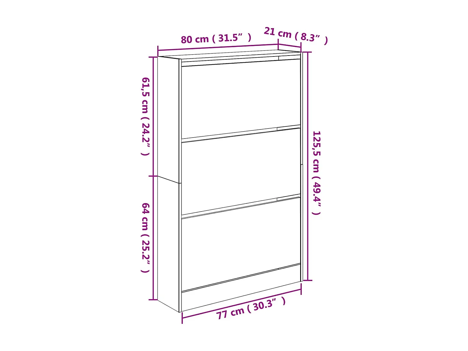 Zapatero de roble Sonoma 80x21x125,5cm madera de ingeniería