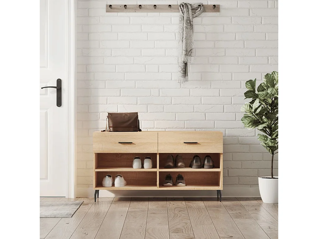 Banc à chaussures chêne sonoma 102x35x55 cm bois d'ingénierie