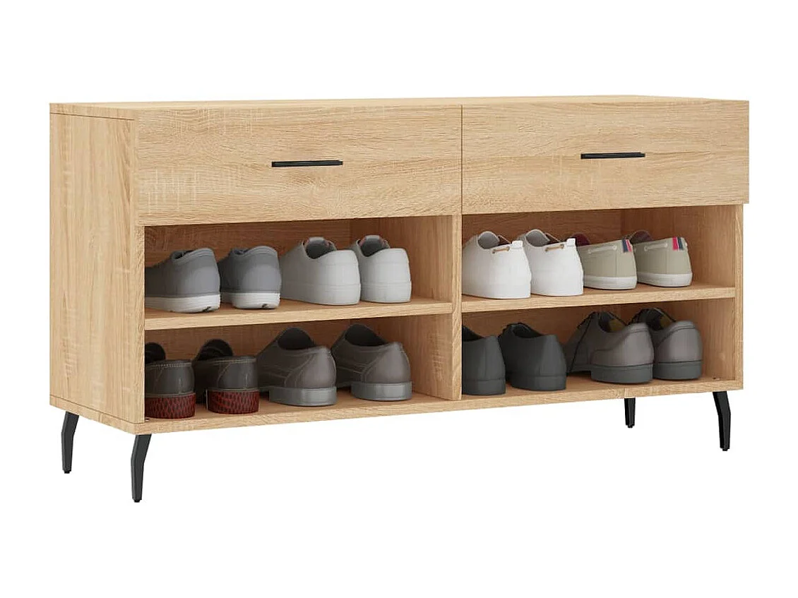 Banc à chaussures chêne sonoma 102x35x55 cm bois d'ingénierie