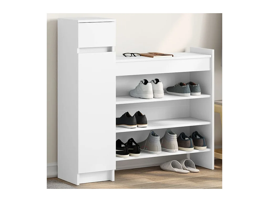 Armoire à chaussures blanc 100,5x28x100 cm bois d'ingénierie