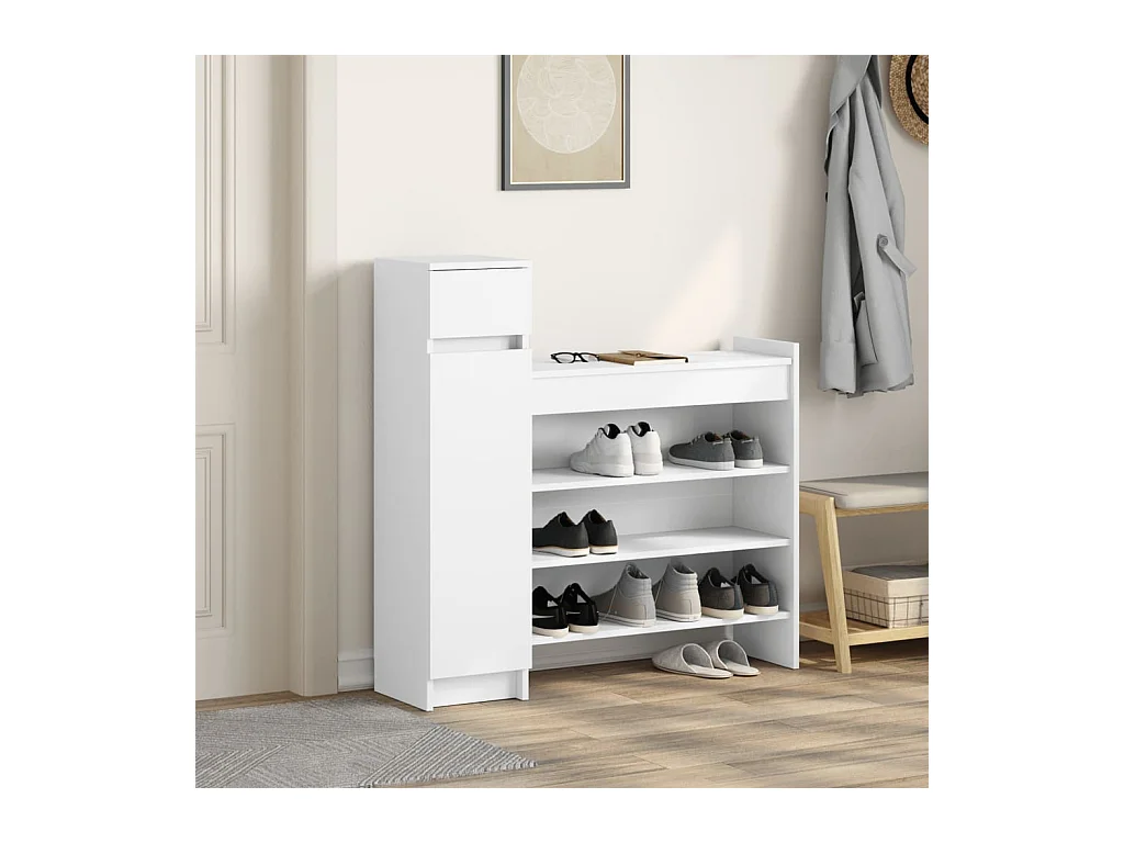 Armoire à chaussures blanc 100,5x28x100 cm bois d'ingénierie