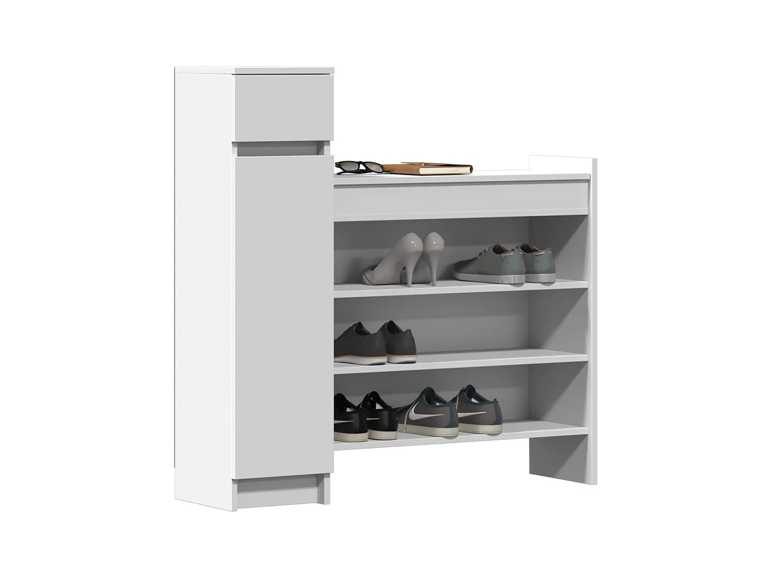 Armoire à chaussures blanc 100,5x28x100 cm bois d'ingénierie