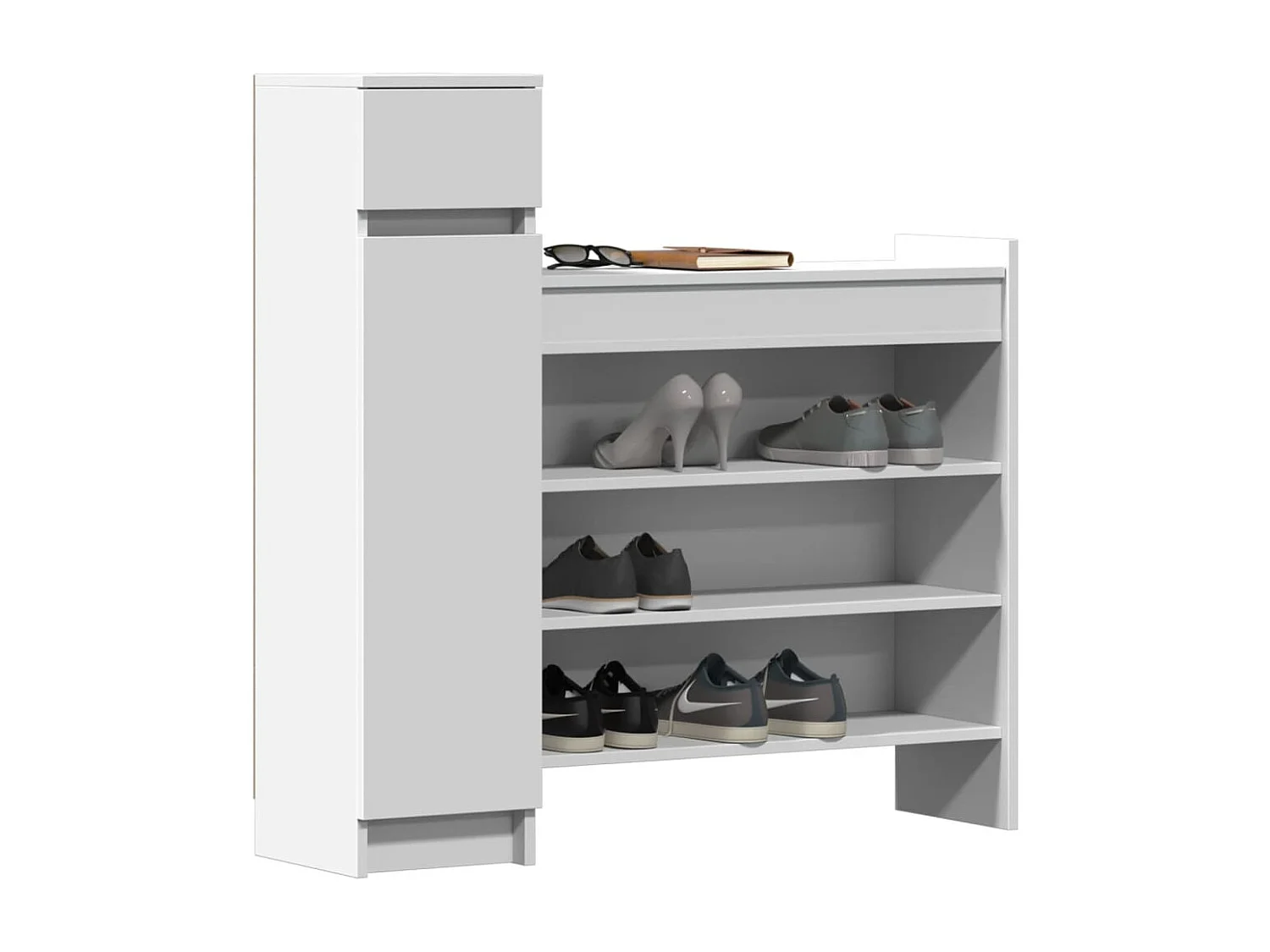 Zapatero blanco 100,5x28x100 cm madera contrachapada