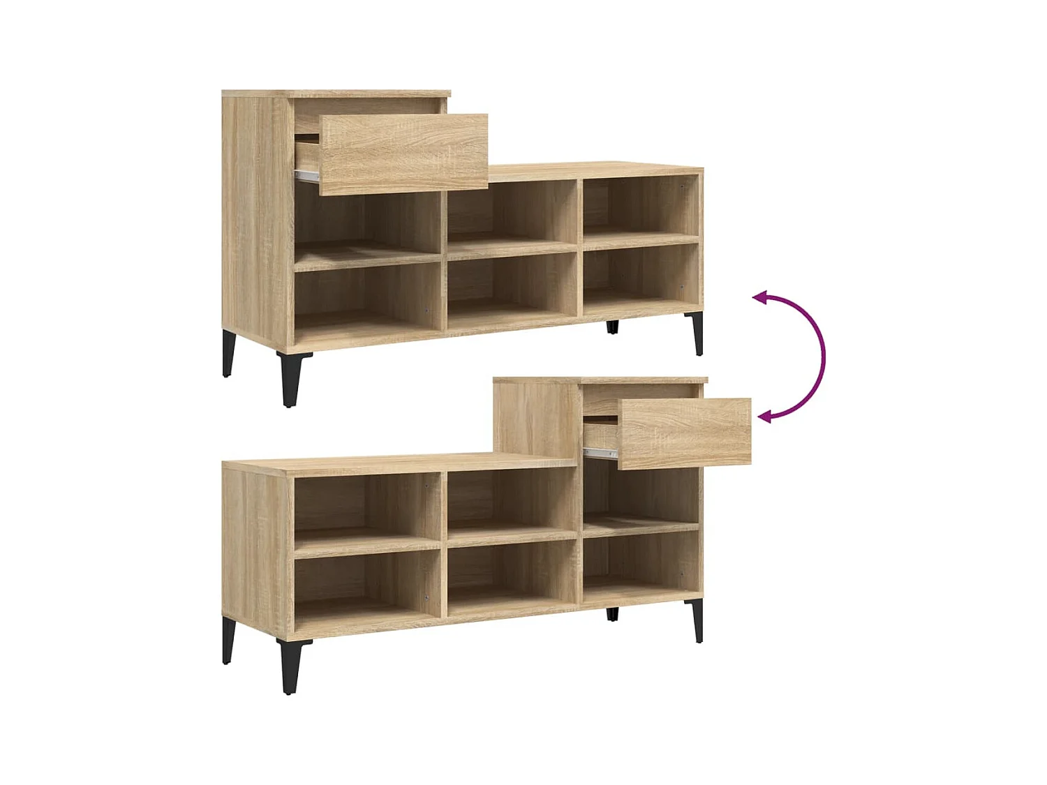 Armoire à chaussures Chêne sonoma 102x36x60cm Bois d'ingénierie