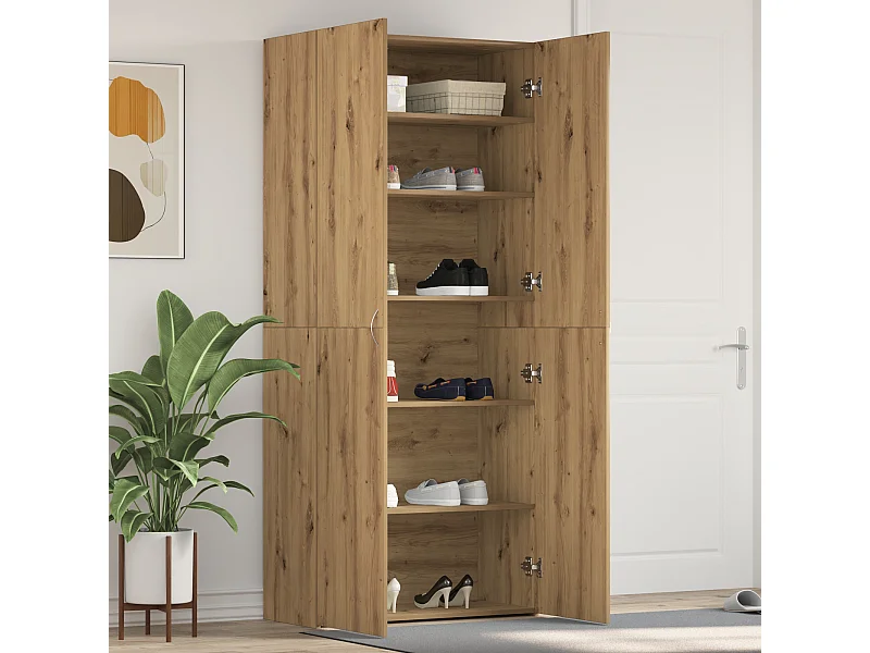 Armoire à chaussures Chêne artisanal 80x35,5x180 cm Bois d'ingénierie