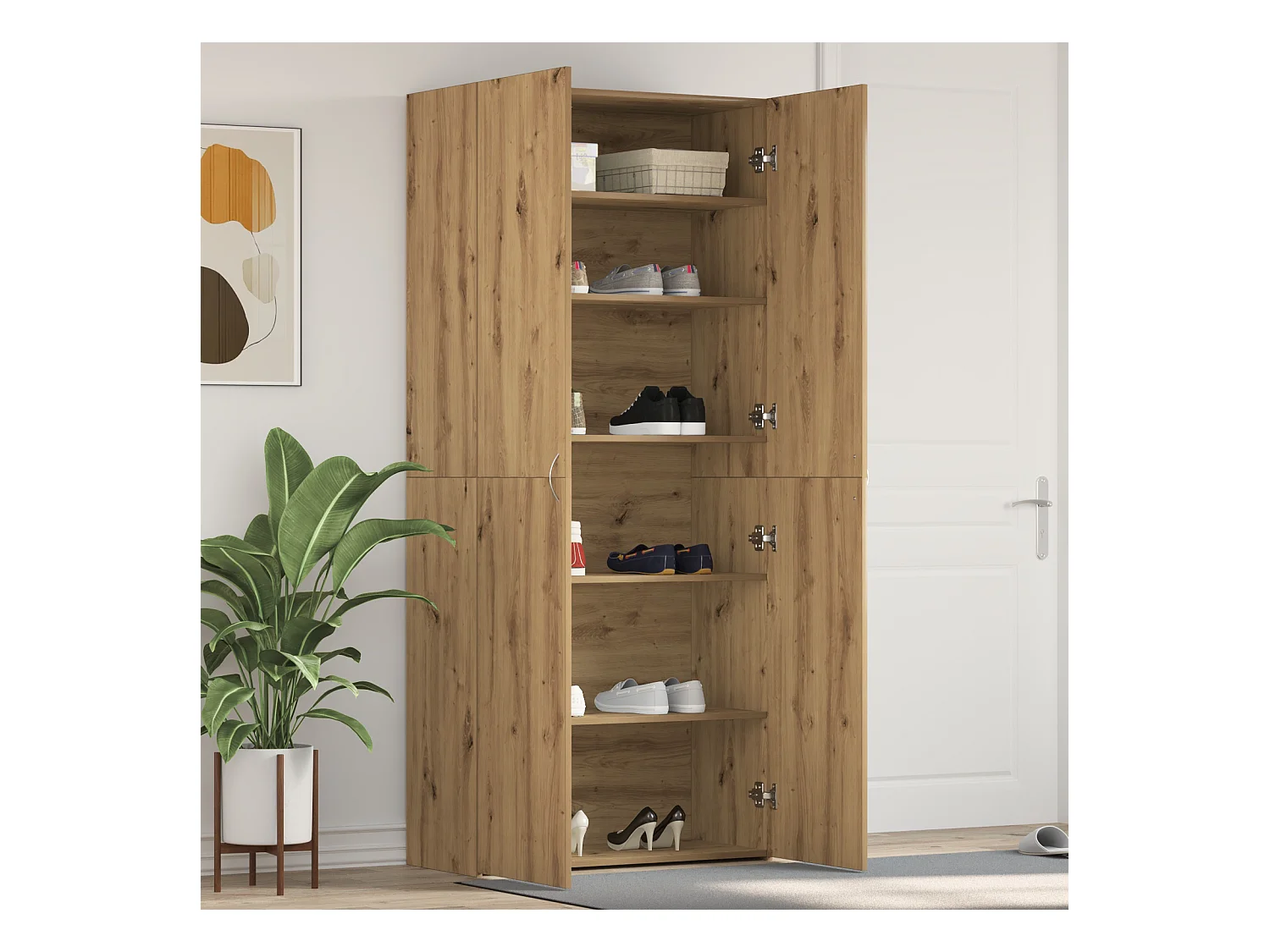Armoire à chaussures Chêne artisanal 80x35,5x180 cm Bois d'ingénierie