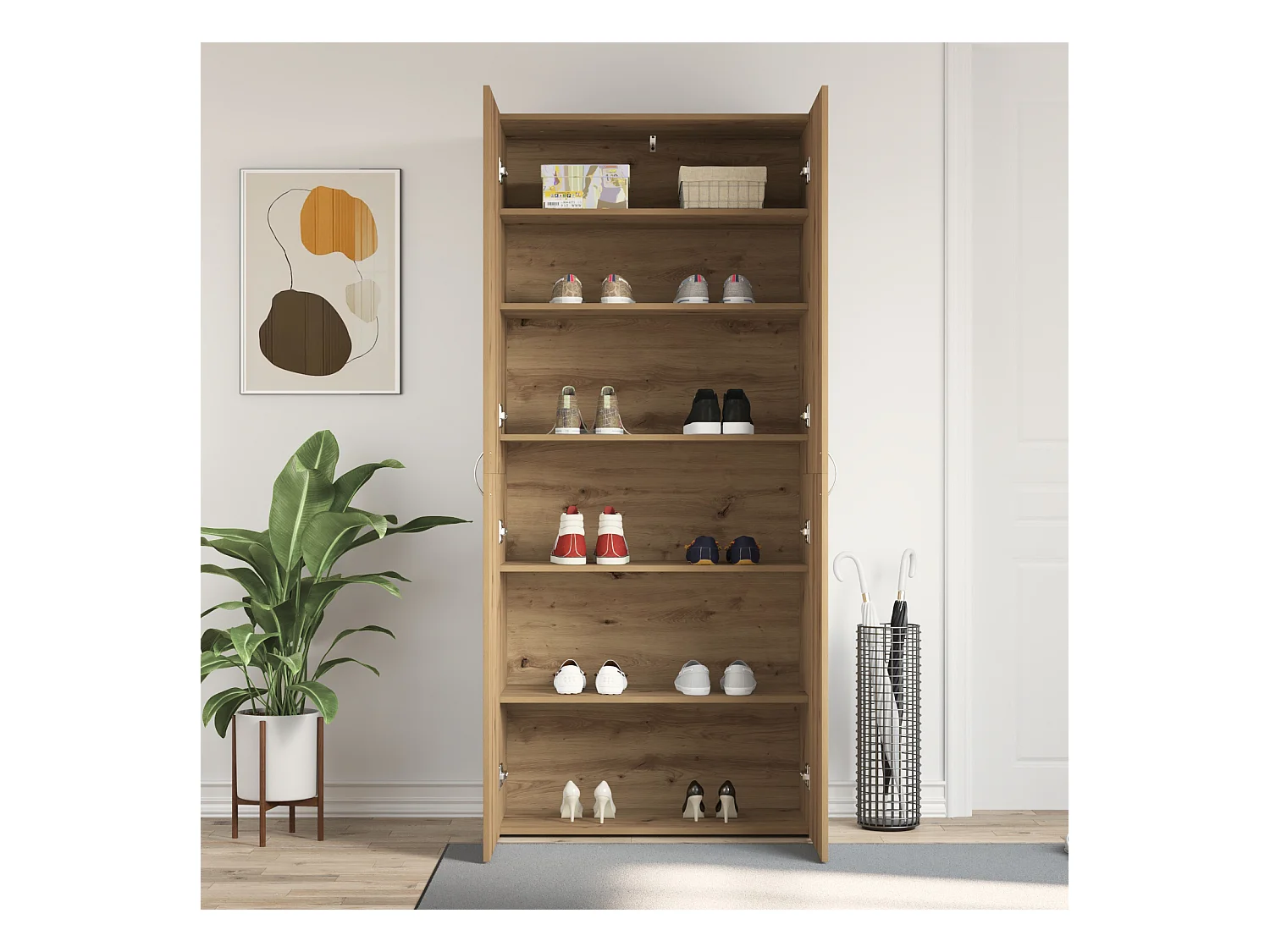 Armoire à chaussures Chêne artisanal 80x35,5x180 cm Bois d'ingénierie