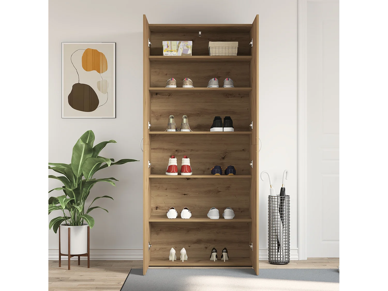 Armoire à chaussures Chêne artisanal 80x35,5x180 cm Bois d'ingénierie